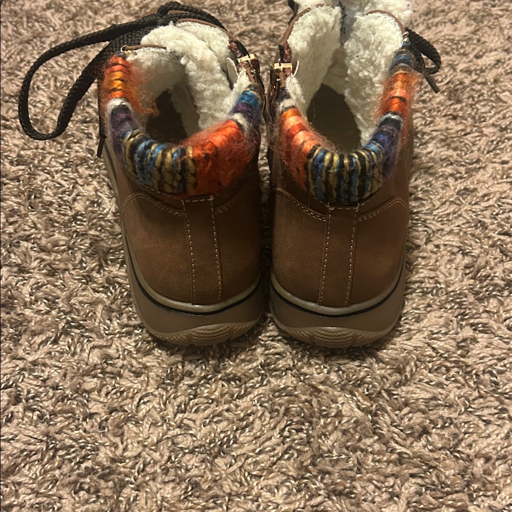 Bjorndal Brown Ankle Boots with Multicolor Trim - Picture 3 of 6